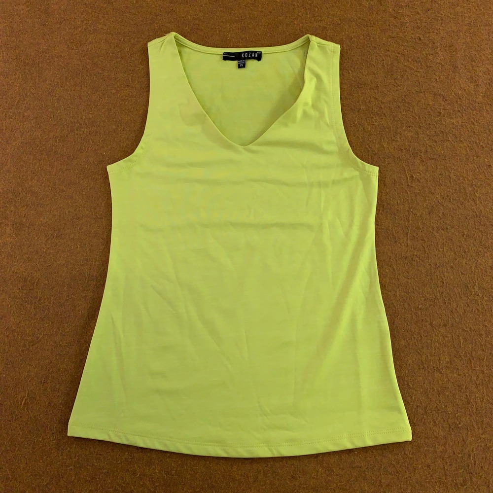 Kozan Womens XS Lime Green V-Neck Stretch Sleeveless Tank Top New